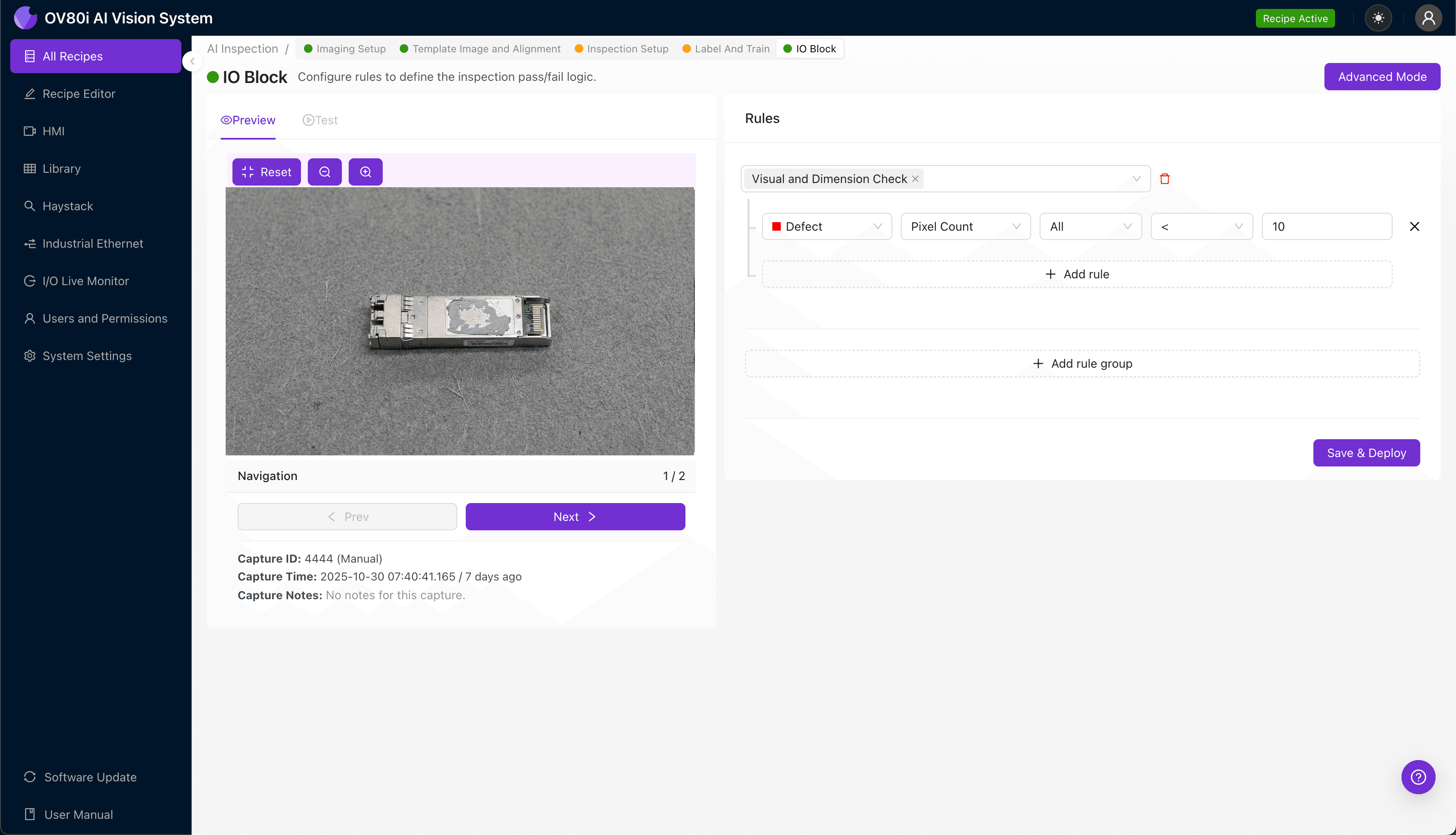 AI-powered inspection of thermal interface material on 800G optical module