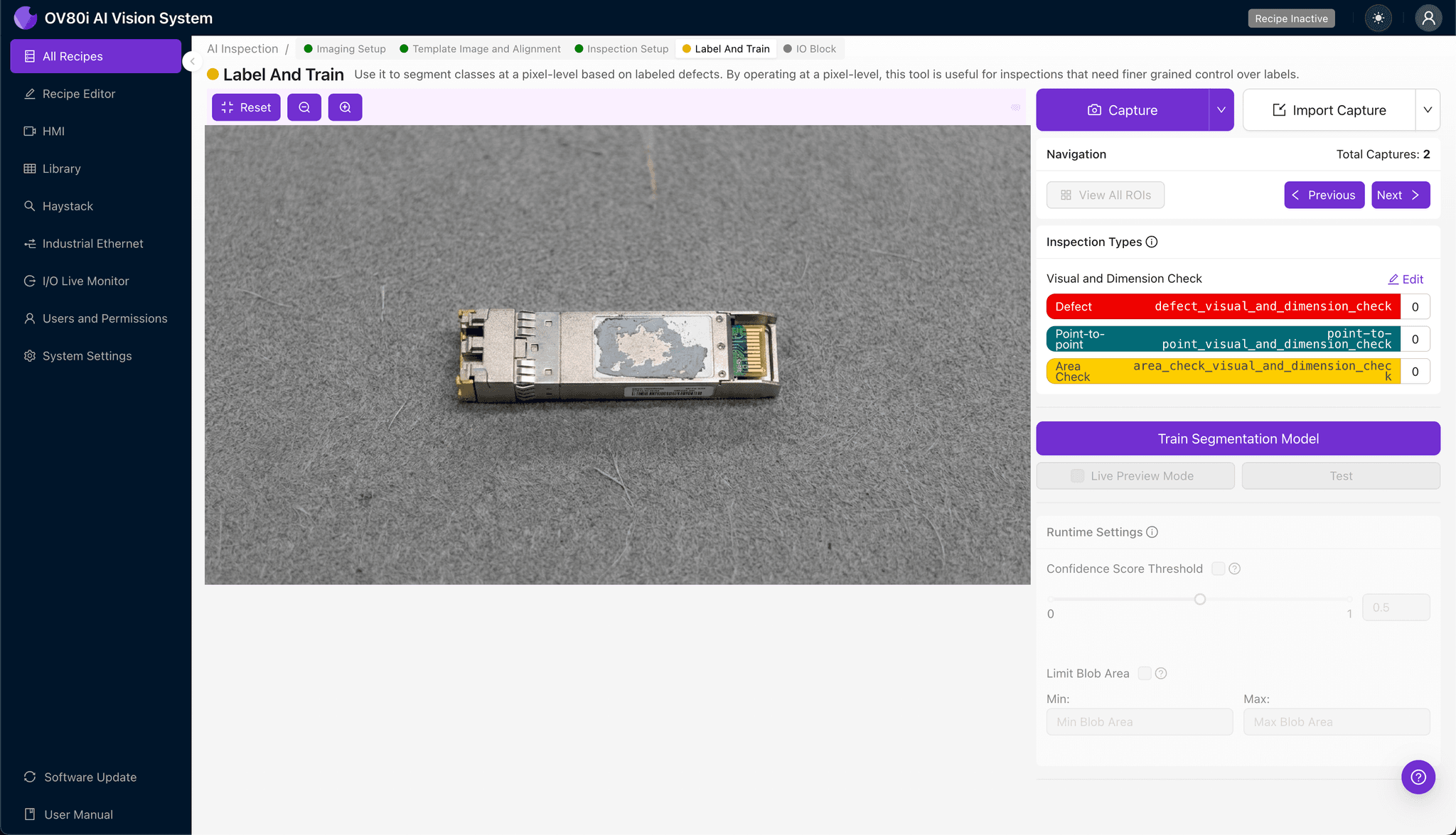 Configuring pass/fail rules for TIM defect detection