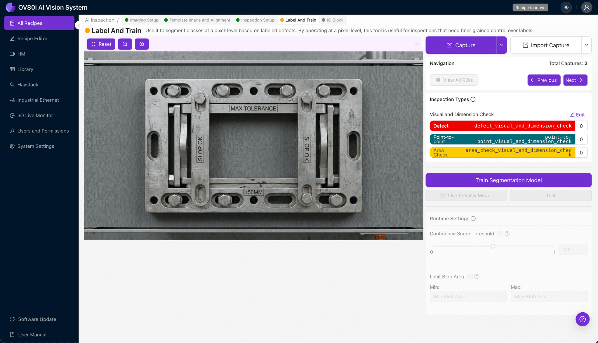 Configuring pass/fail rules for alignment frame tolerance inspection
