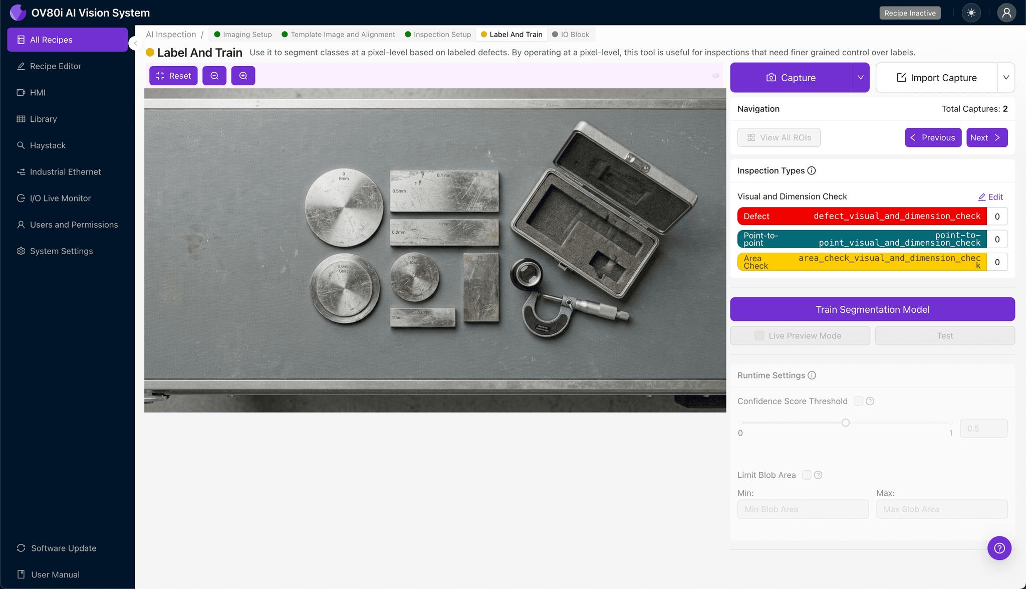 Configuring pass/fail rules for calibration kit inspection