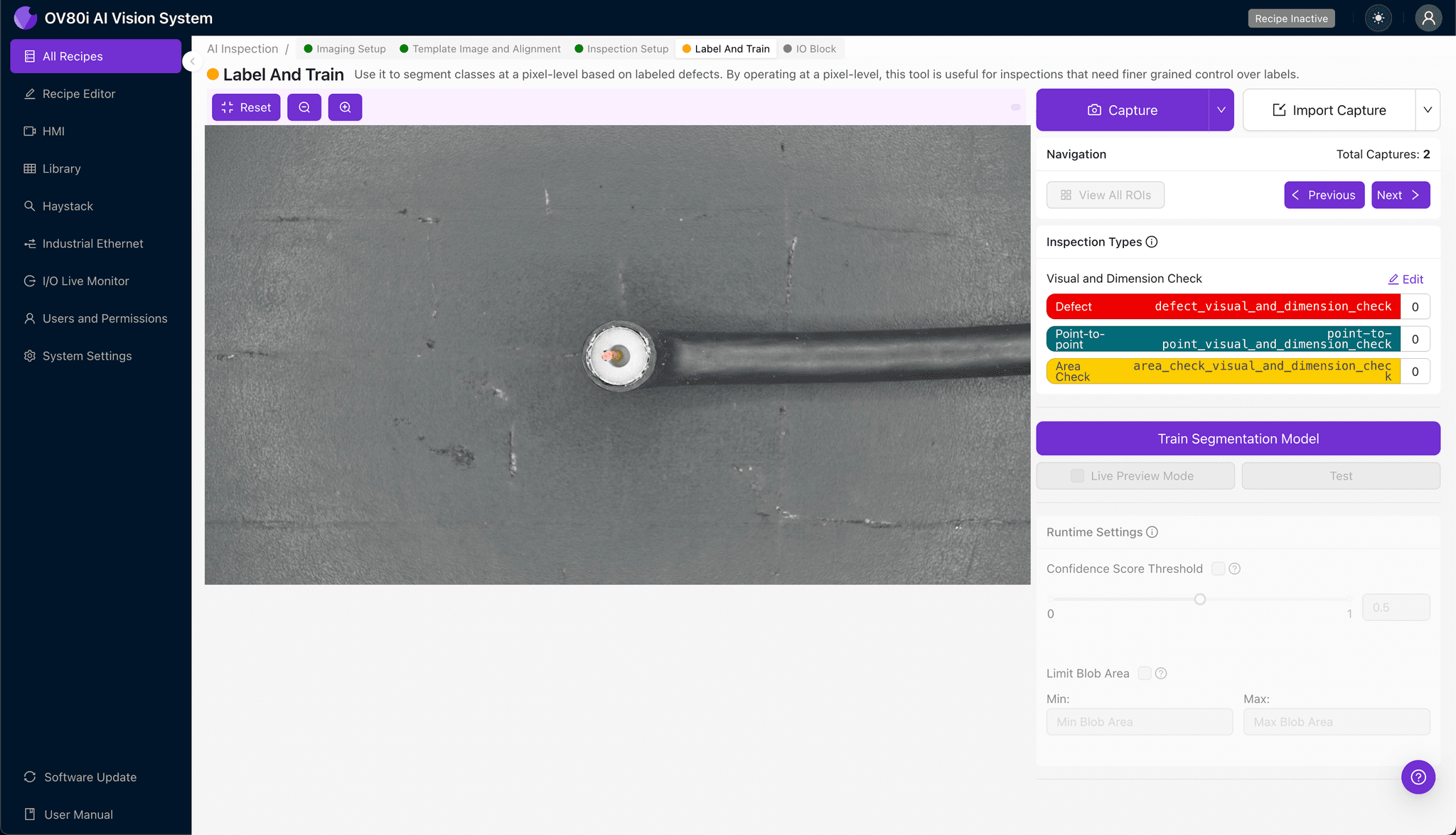 Configuring pass/fail rules for automated coaxial cable inspection