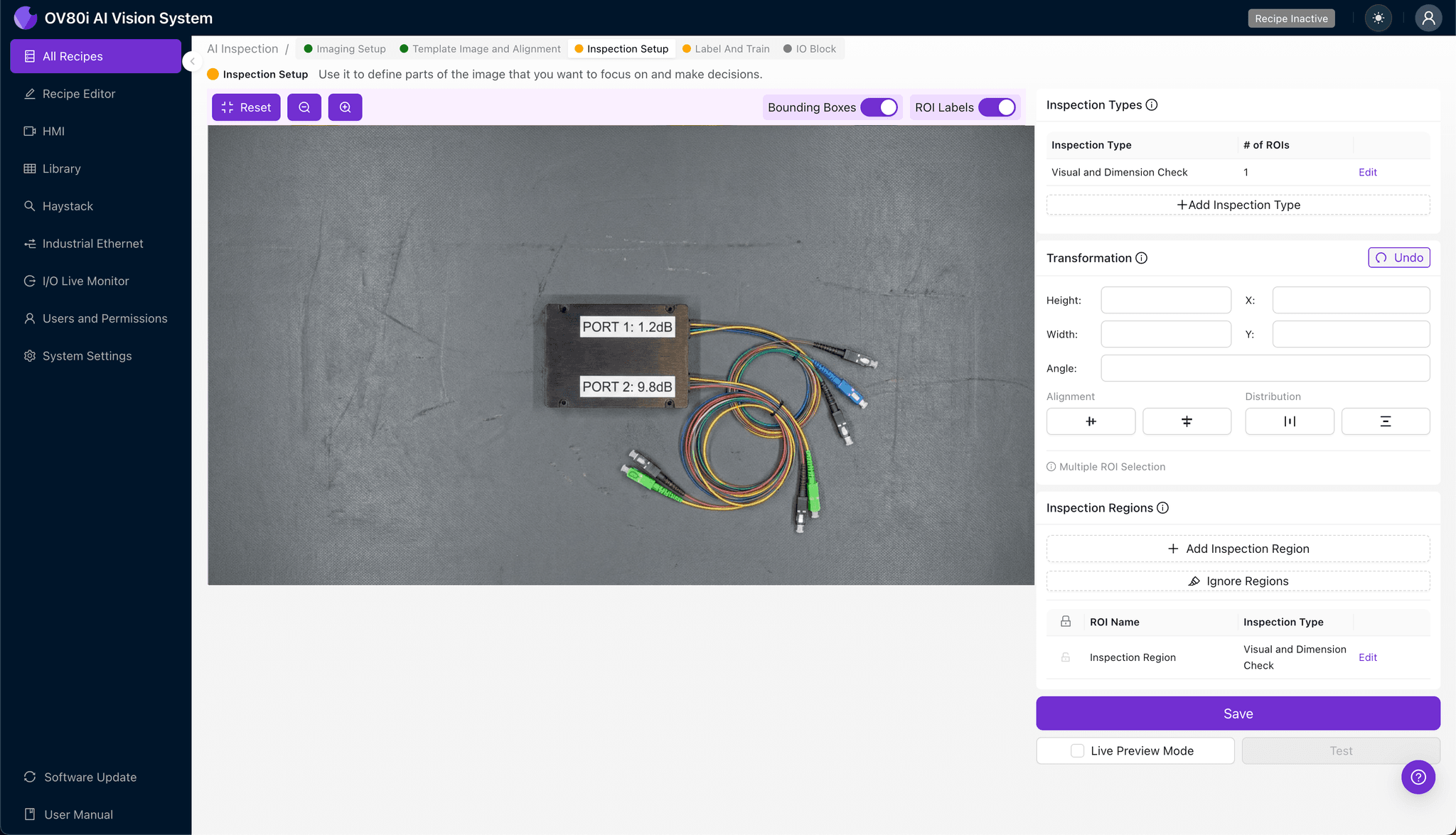 Data labeling interface for training fiber splitter defect detection model