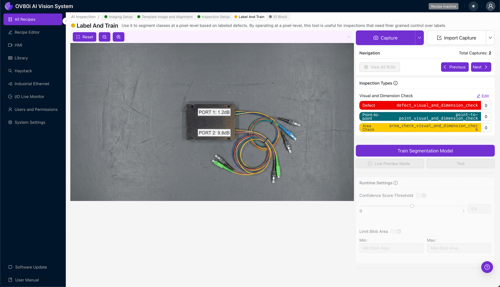 Pass/fail rule configuration for fiber splitter quality control automation