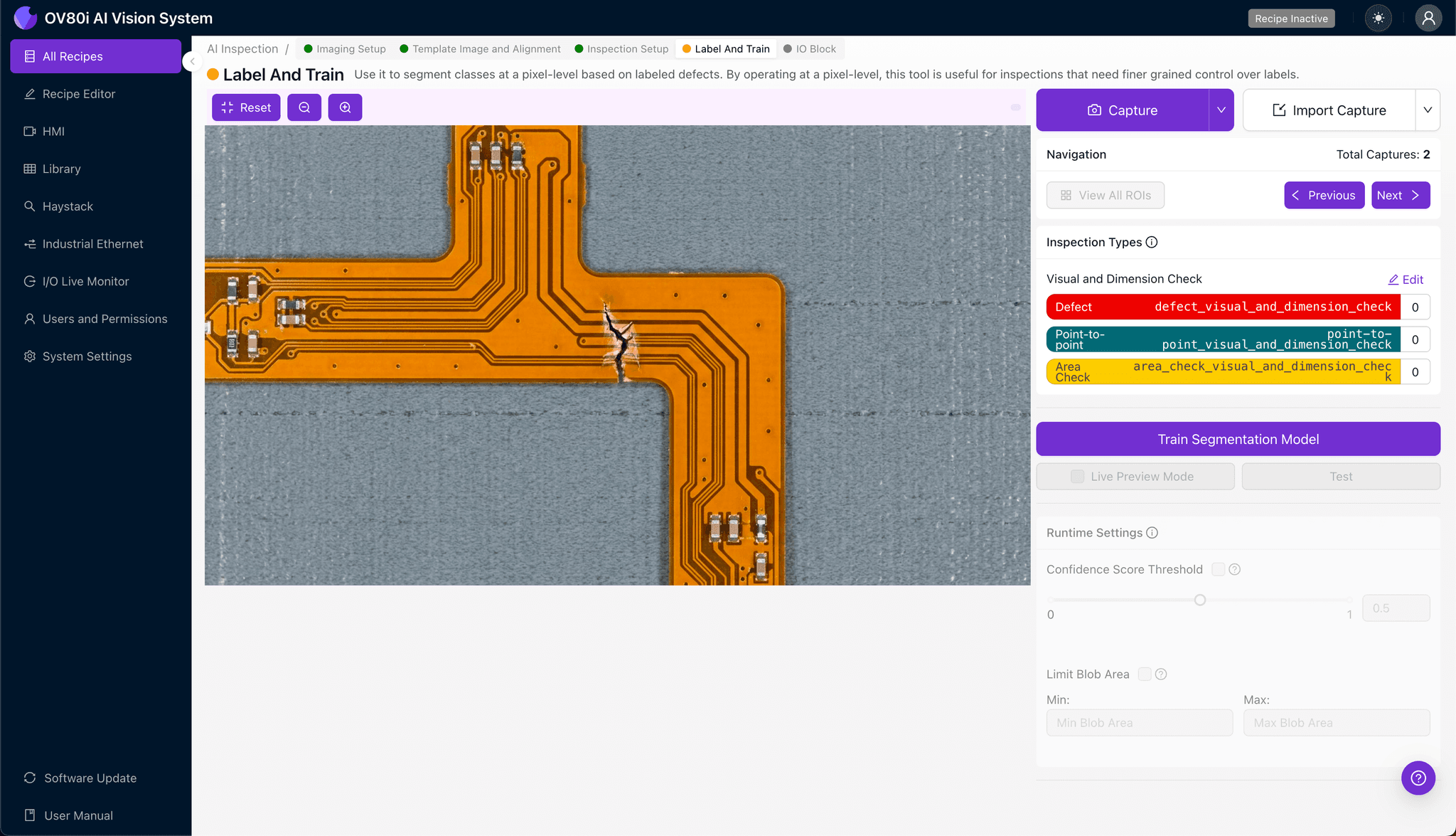 Configuring pass/fail rules for automated FPC cracked trace inspection