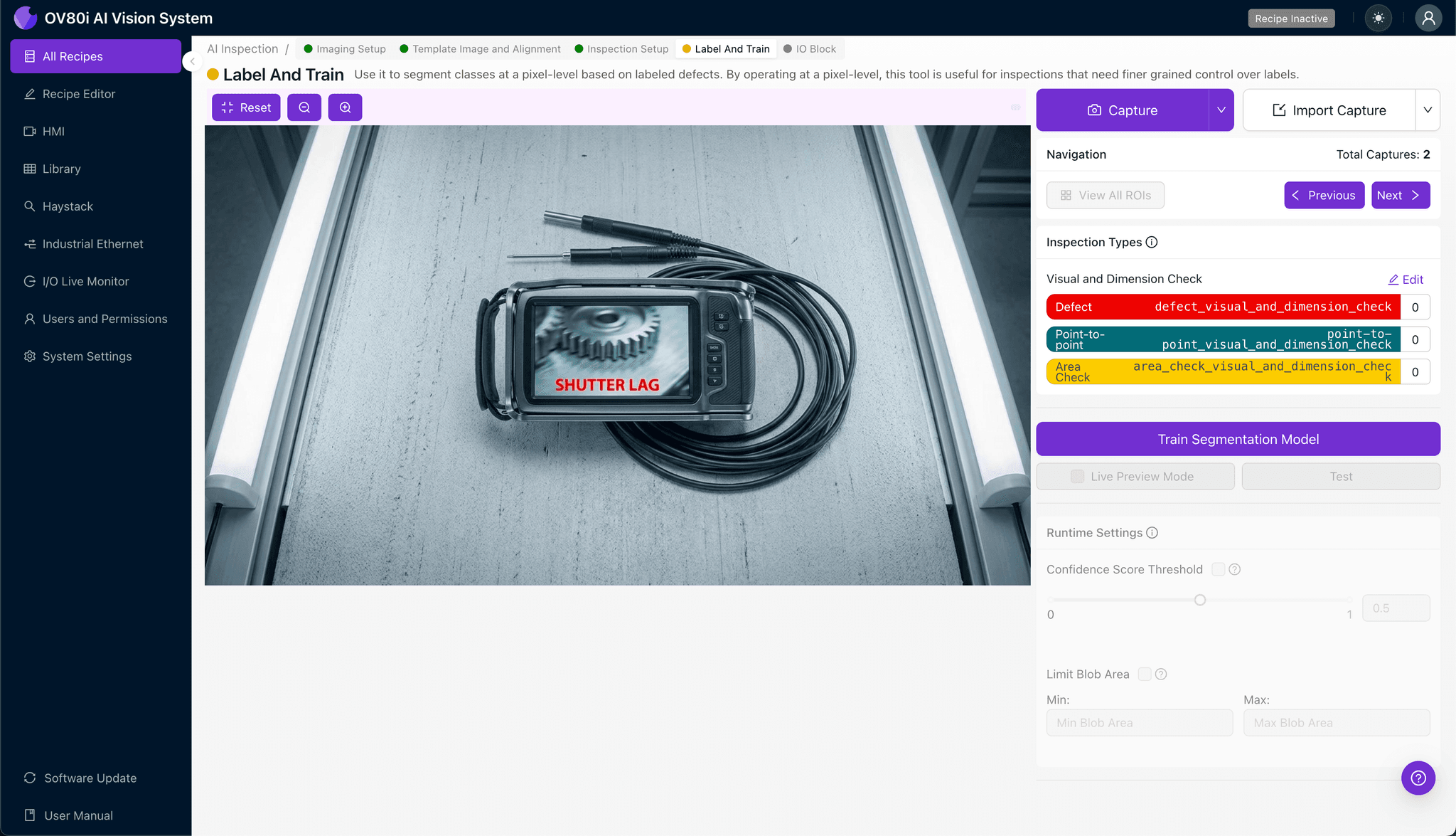 Creating automated pass/fail rules for inspection camera quality control