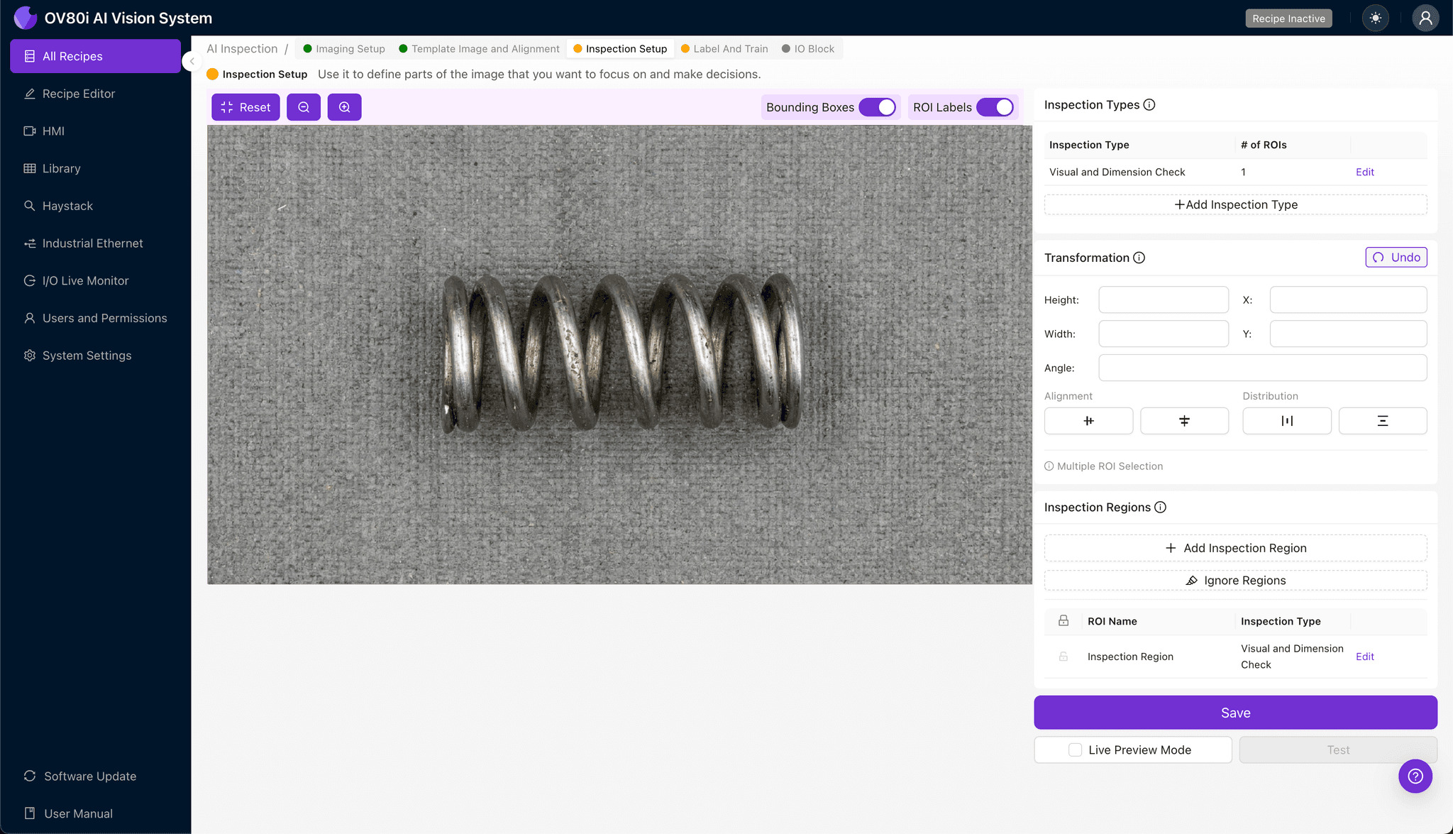 Labeling latch spring images for AI training in Overview.ai