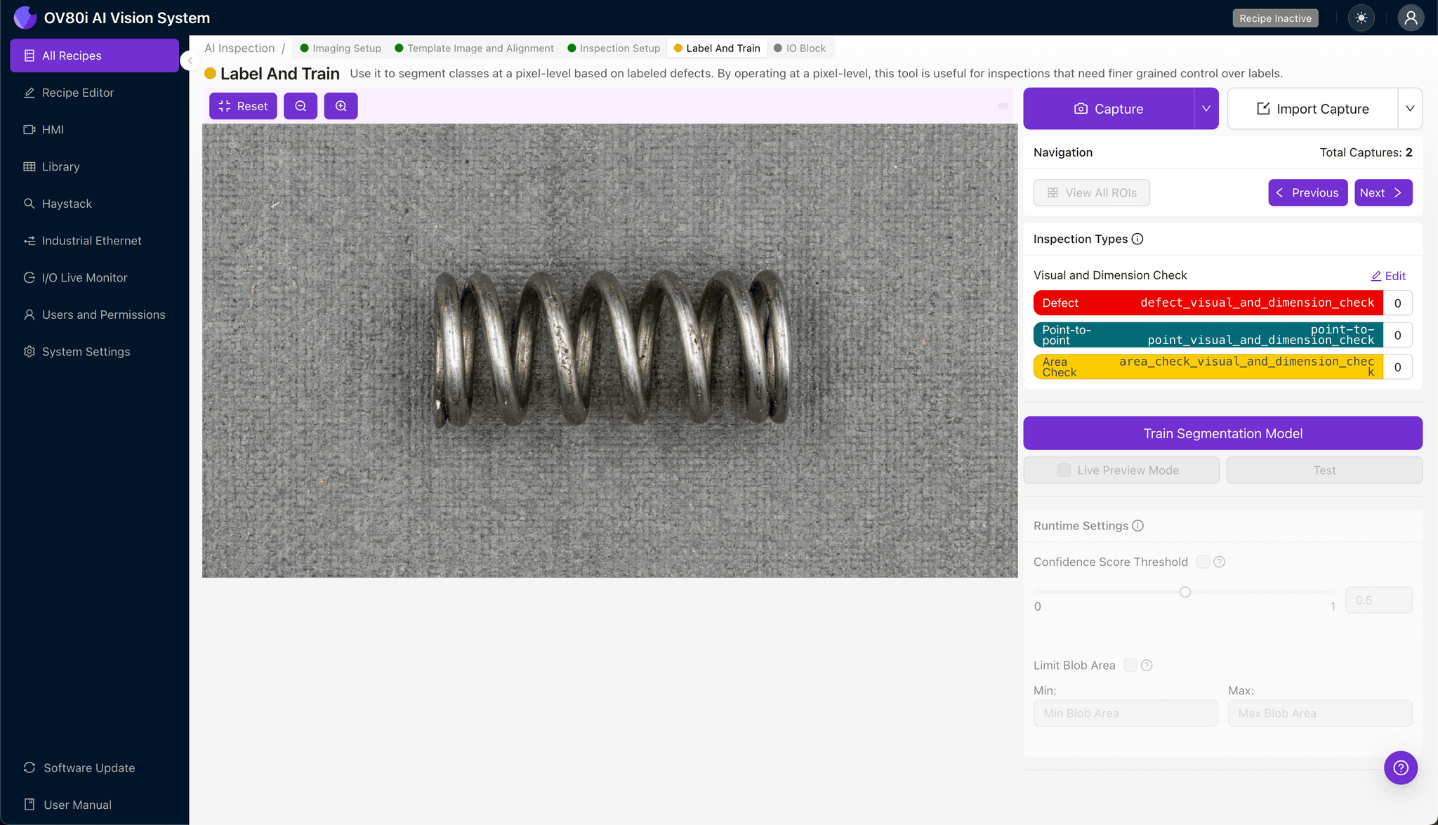 Creating inspection rules for automated latch spring quality control