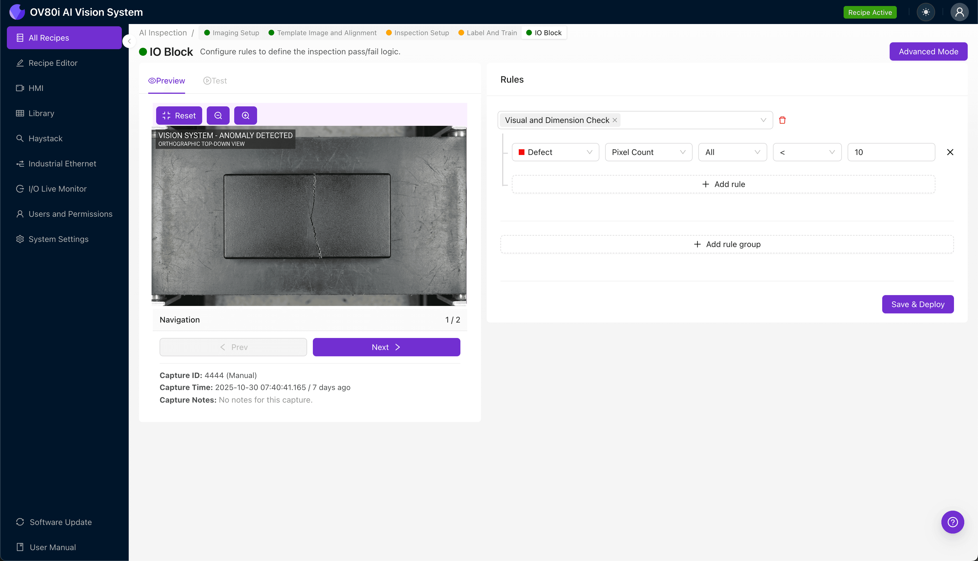 AI-powered inspection system detecting knit-line fractures in LCP housing components