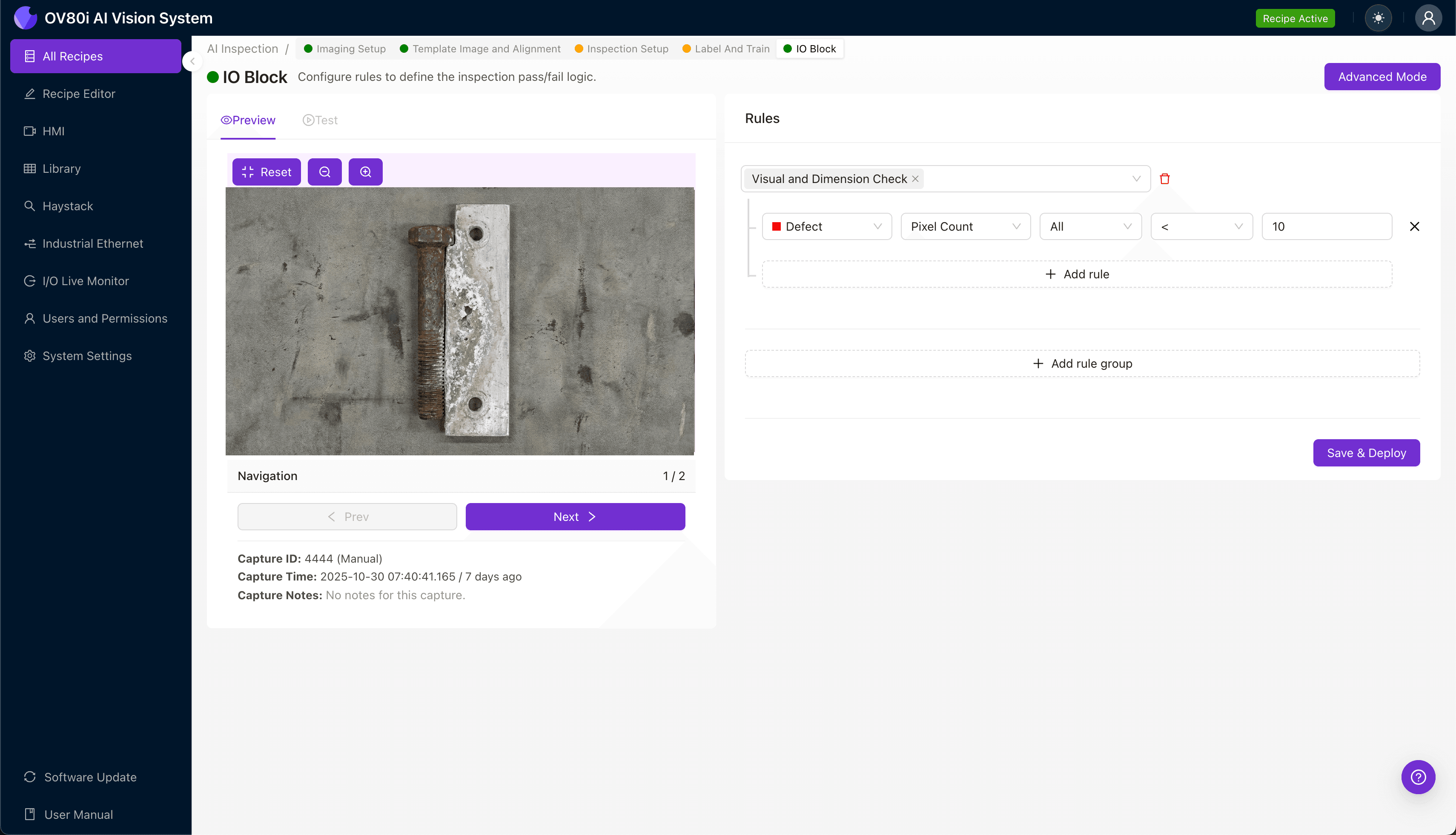 AI-powered inspection system detecting galvanic mismatch defects in mated pair assemblies