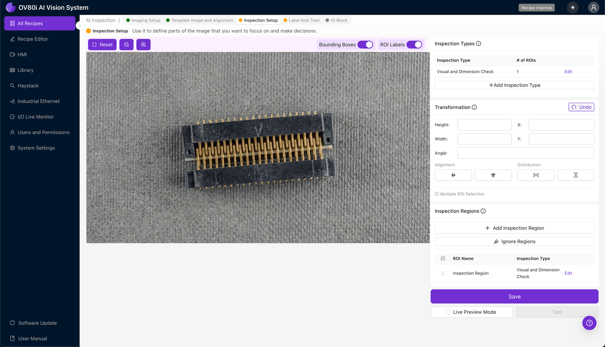 Data labeling interface showing good and defective mezzanine connector samples