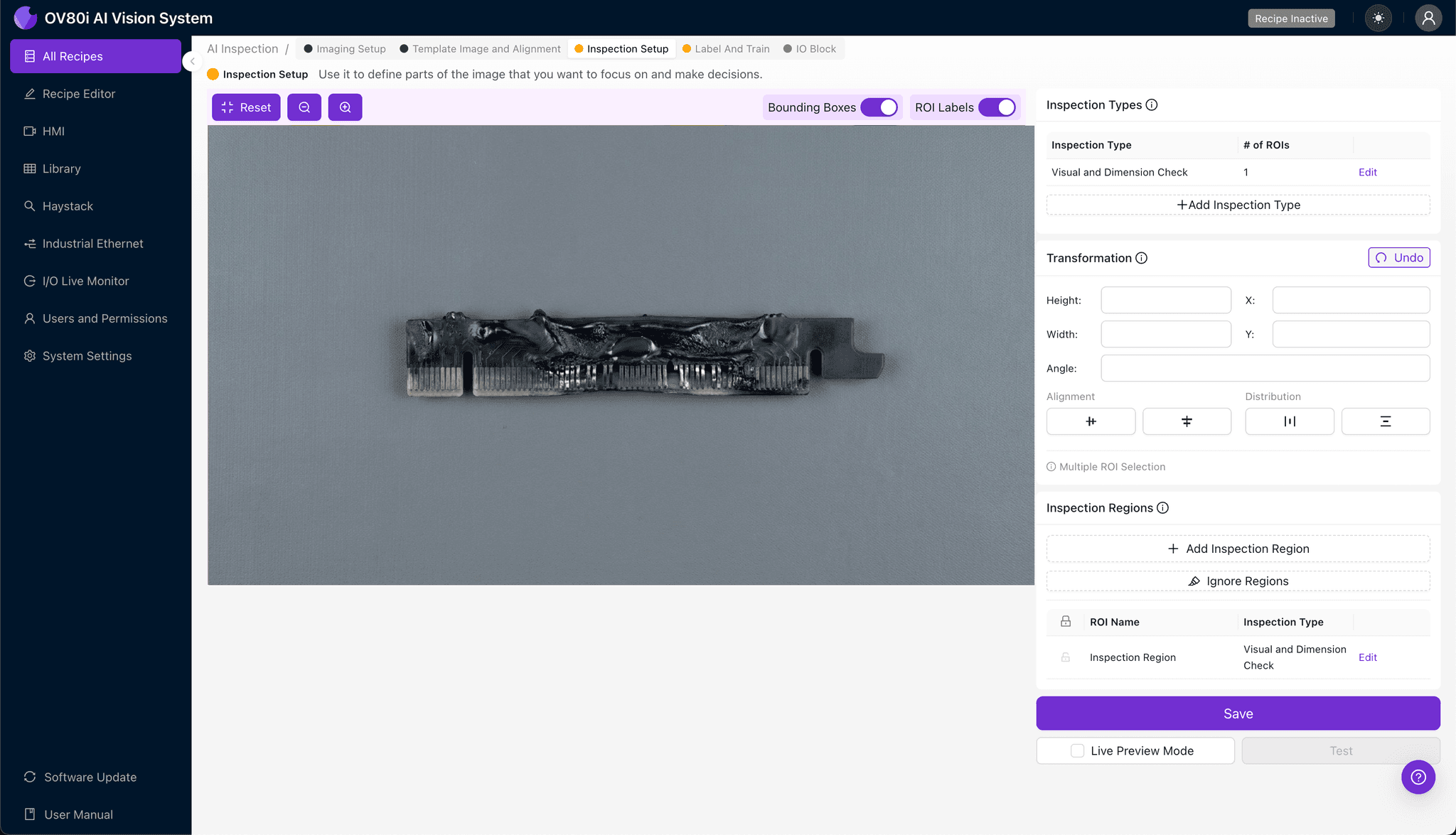 Labeling interface showing good and bad PCIe connector samples with melted plastic defects