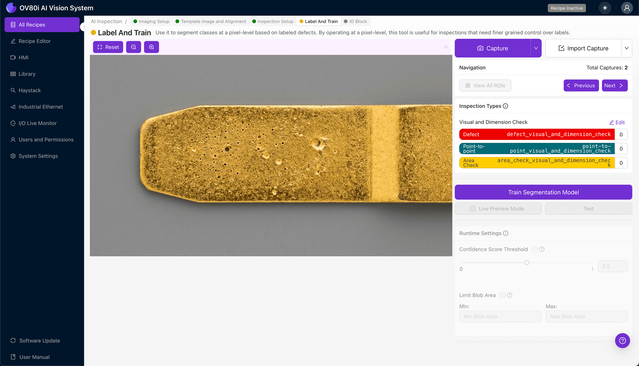 Configuring pass/fail rules for gold layer porosity inspection