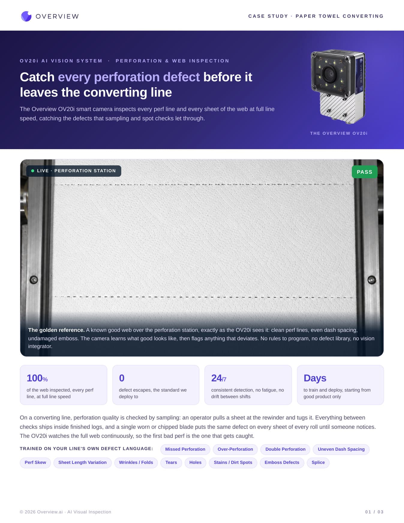 Paper Towel Perforation and Web Inspection Paper Towel Perforation and Web Inspection - Manufacturing case study