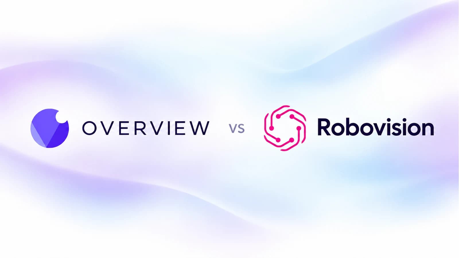 柔和的淡紫色和藍色網狀漸變上有 Overview 和 Robovision 徽標