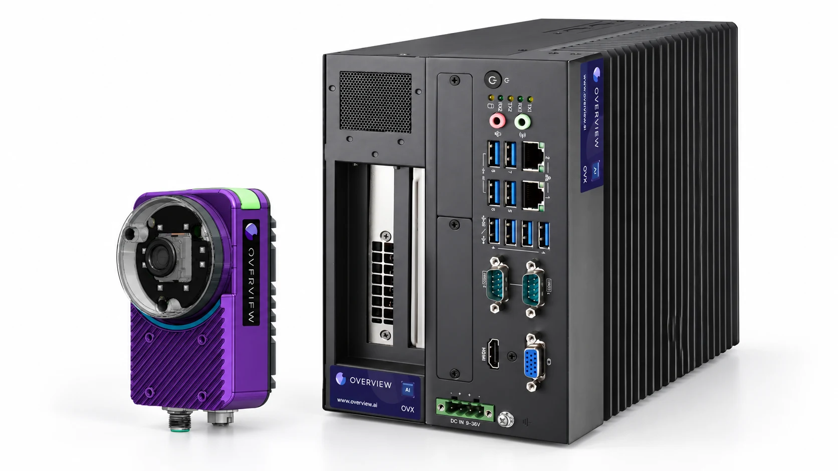 Overview Spark Smart-Kamera neben einem OVX Edge-Prüfrechner