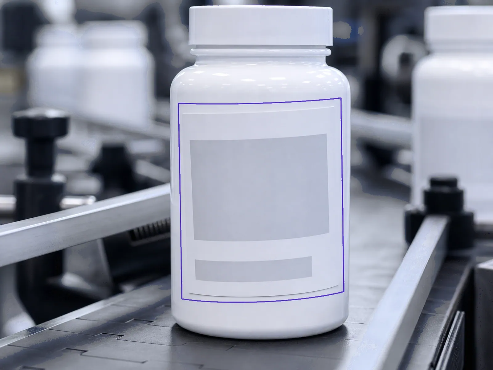 Macro of a label on a glossy bottle, slightly rotated off-square against the expected position