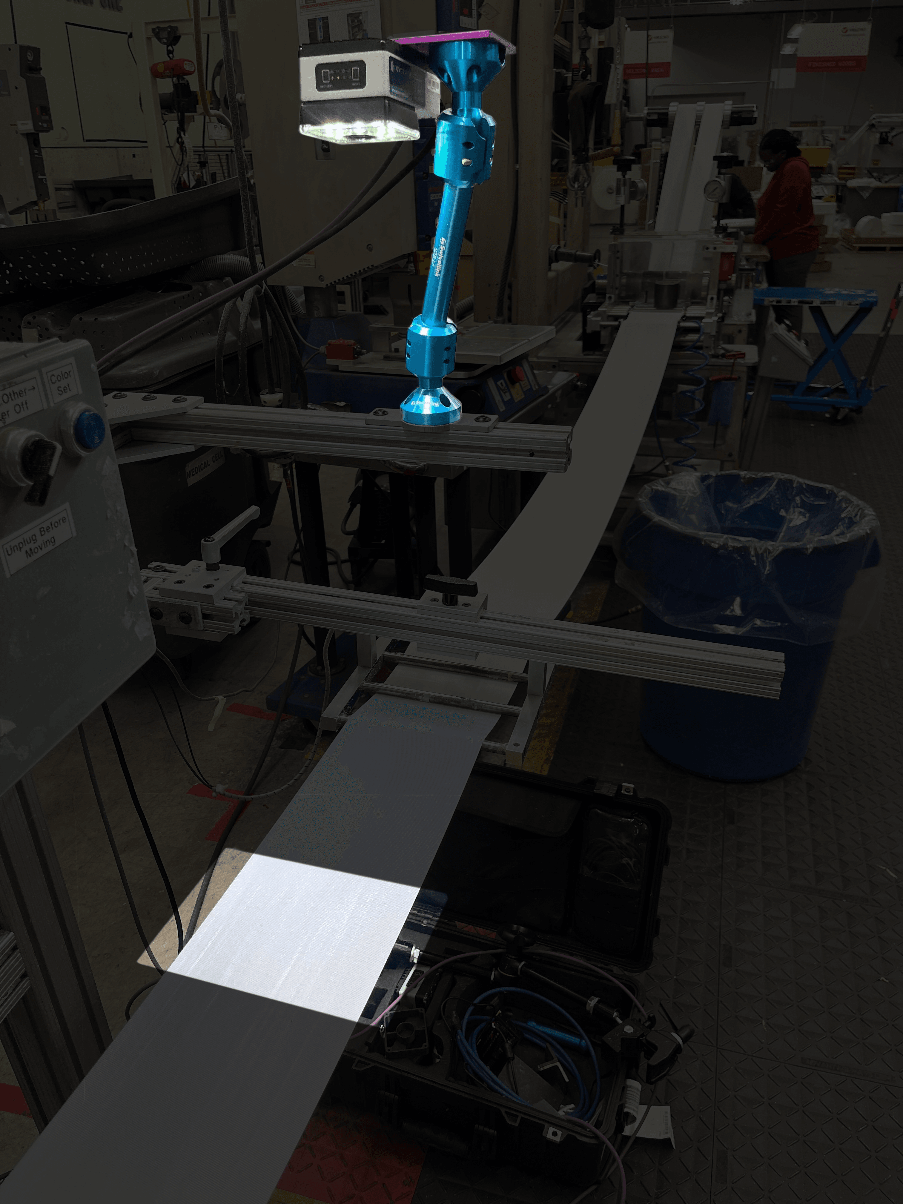 AI vision system inspecting manufacturing parts on production line